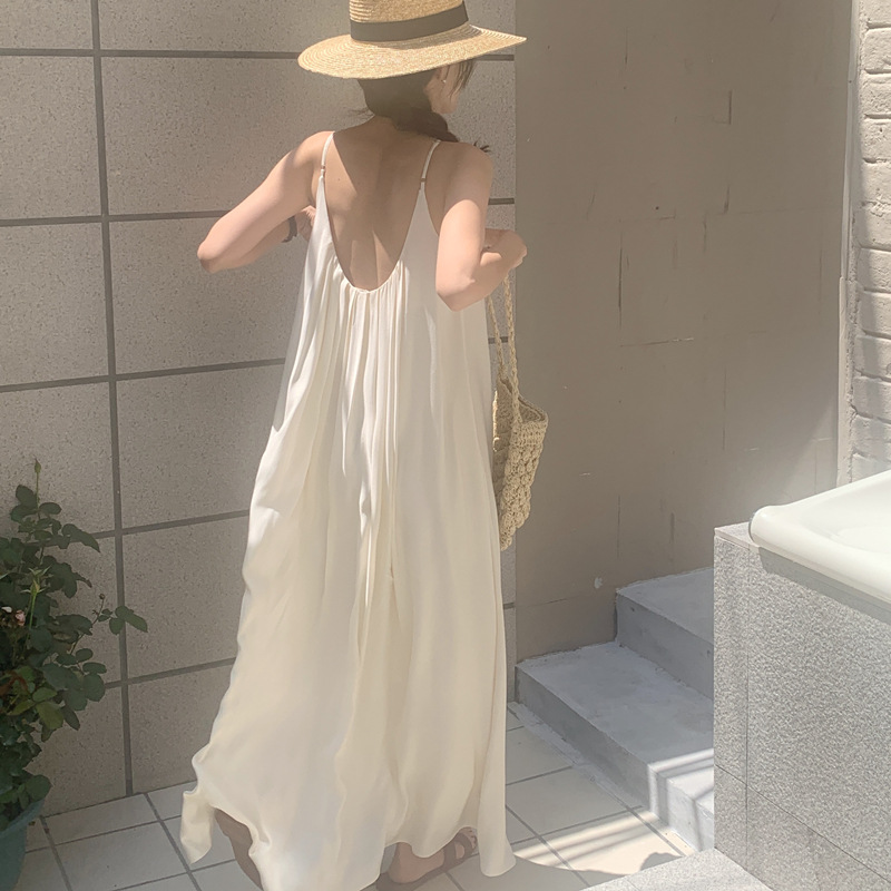 Summer design solid long slip dress sleevless