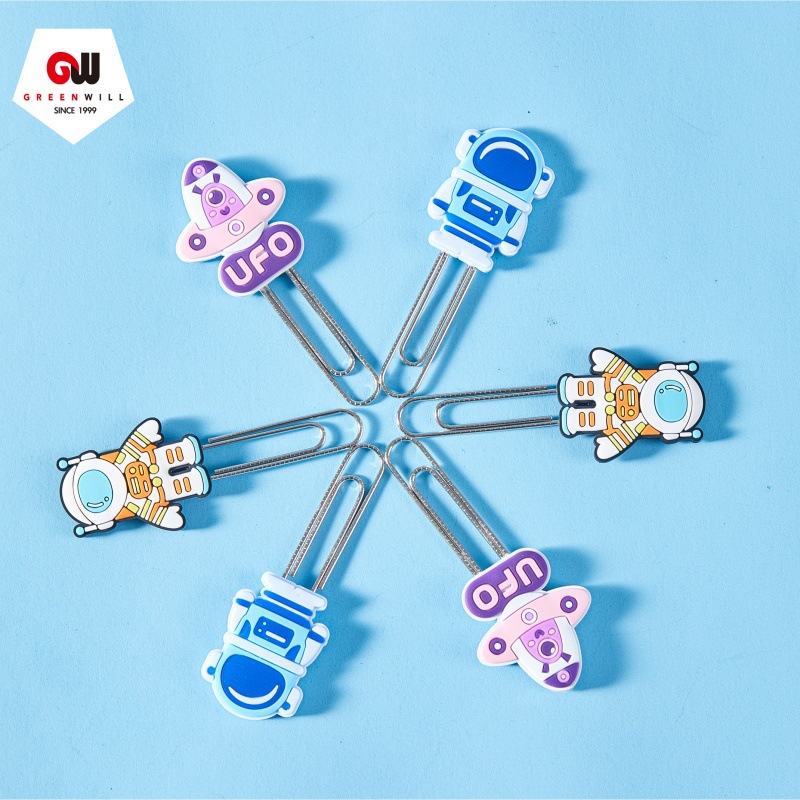 Creativo lindos astronautas clips marcadores dibujos animados muñeca canción pin estudiantes papelería de oficina pequeños regalos al por mayor