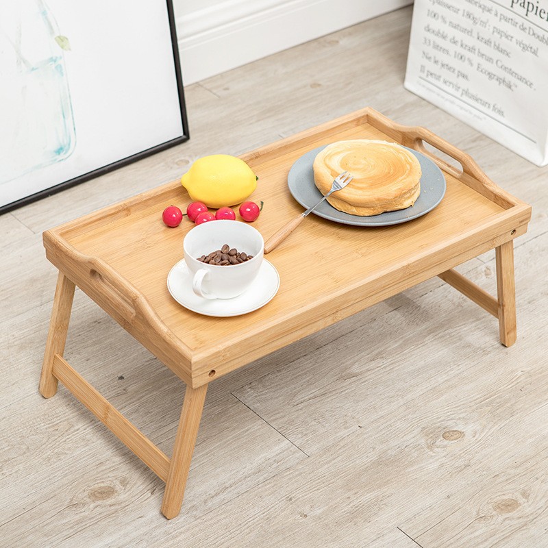 Lazy Folding Table Multifunctional Bamboo Tray Home Bedroom Wooden Tray Bamboo Simple Computer Small Table Wholesale