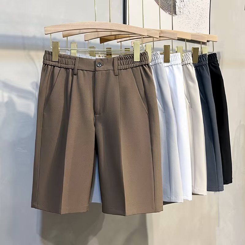 Over-the-Knee Trousers Men's Straight Summer Ins Loose Waist Suit Shorts plus size Loose Casual Pants Trendy