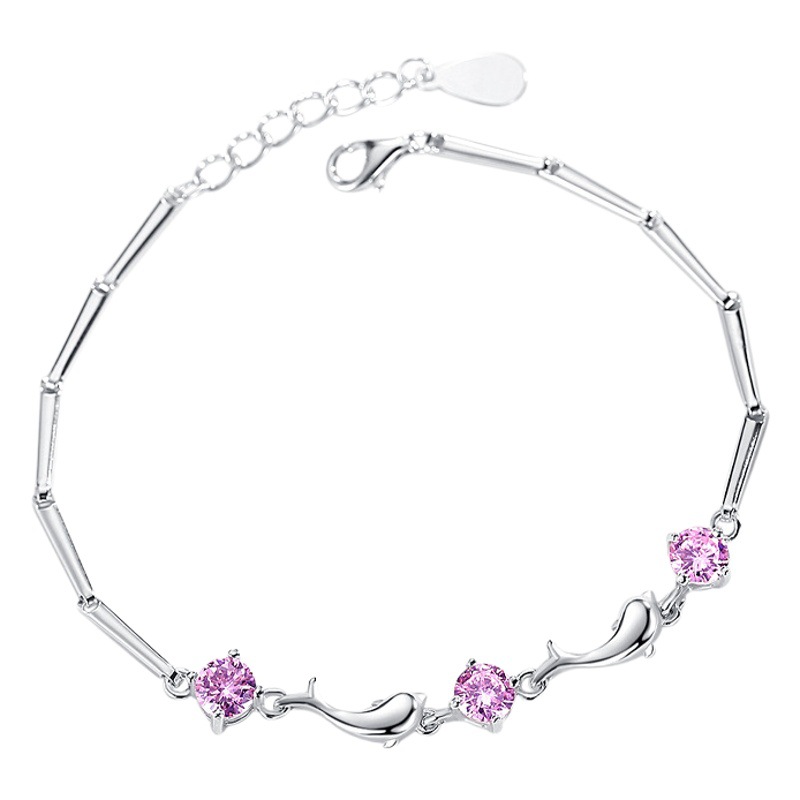Pulsera de delfines mujer s925 plata esterlina simple nicho diseño neto rojo pescado pulsera estudiante estilo coreano novias joyería
