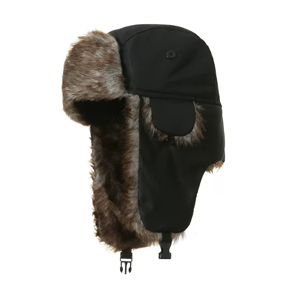 Winter Hat Polyester Velvet Lei Feng Hat Warm Cotton Hat Polyester Cotton Waterproof Hunter Ear Protection Windproof and Coldproof Pilot Hat