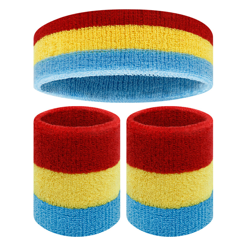 Deportes muñequera diadema absorbente de sudor fitness baloncesto correr sudor-limpieza transpirable pulsera diadema color clip color de punto cálido