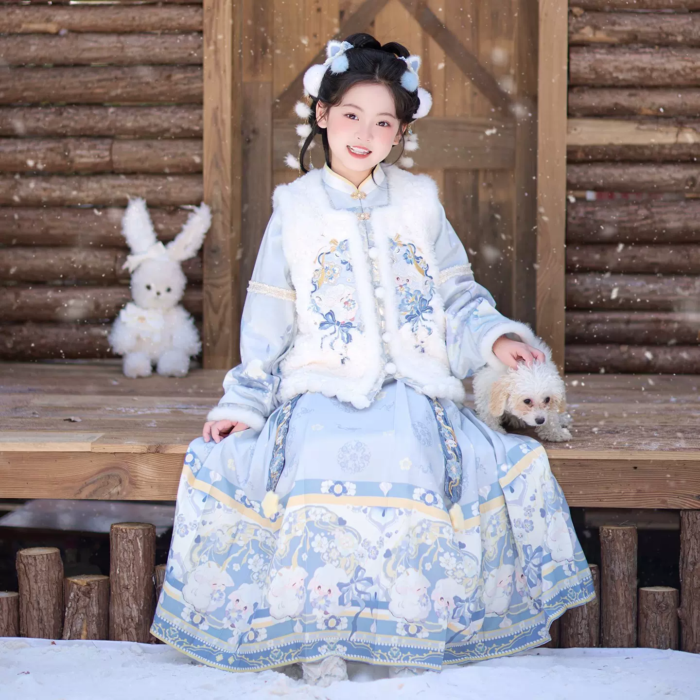 女童汉服秋冬2025新款儿童国风唐装两件套新中式过年衣服套装冬装