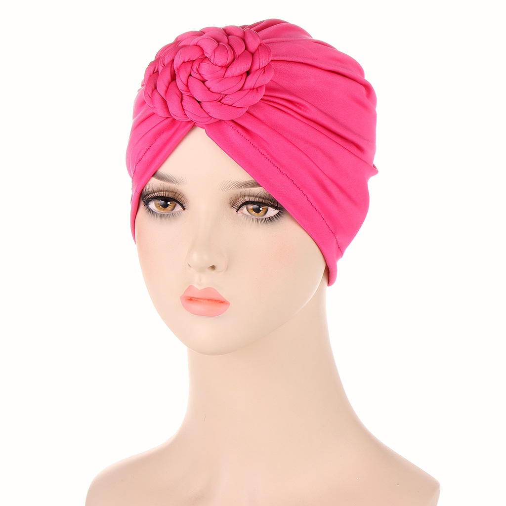 Cappello turbante a torsione di lumaca Cappello piccolo Baotou in tinta unita Cappello turbante con fondo alla moda_voghion.com