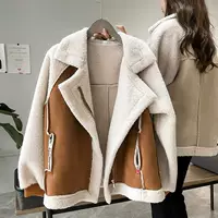 Женская куртка из овечьей шкуры Fur One, новая утолщенная теплая свободная универсальная флисовая куртка из оленьей шкуры, Осень-зима