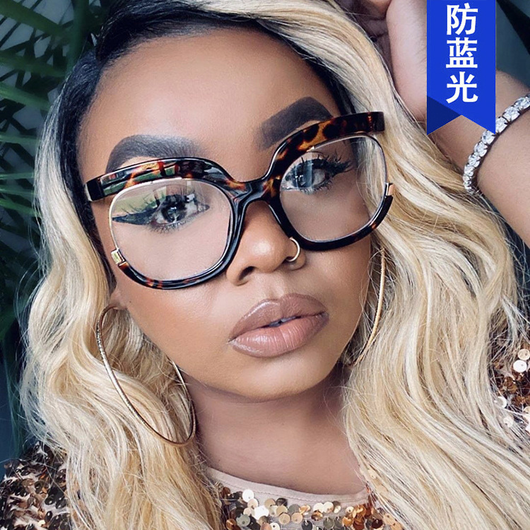 Cross-border large frame anti-blue light glasses frame owl concave shape 2022 new flat mirror European and American tide frame glasses