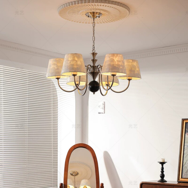Shell Chandelier, French-Style Living Room Lamp, High-End Vintage Style, High-End Art, Cozy Bedroom, Dining Room Main Lamp, Hall Lamp