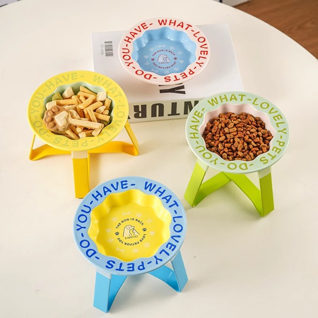 Gamelle en céramique pour chat et chien avec support en métal_voghion.com