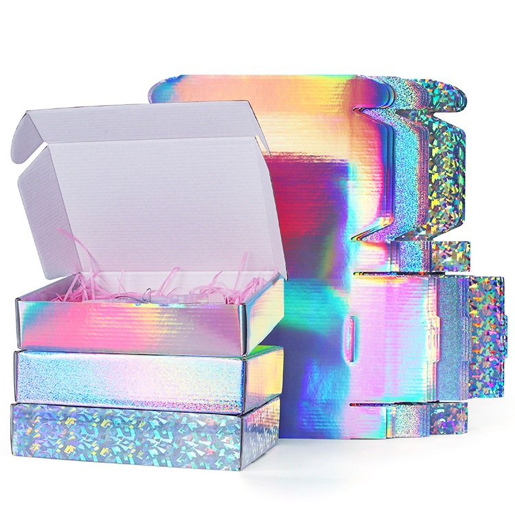 镭射飞机盒 瓦楞纸包装服装通用金银邮政快递盒 咕卡出卡打包盒