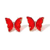 Acrylic earrings with butterfly, zirconium, accessories, European style, micro incrustation