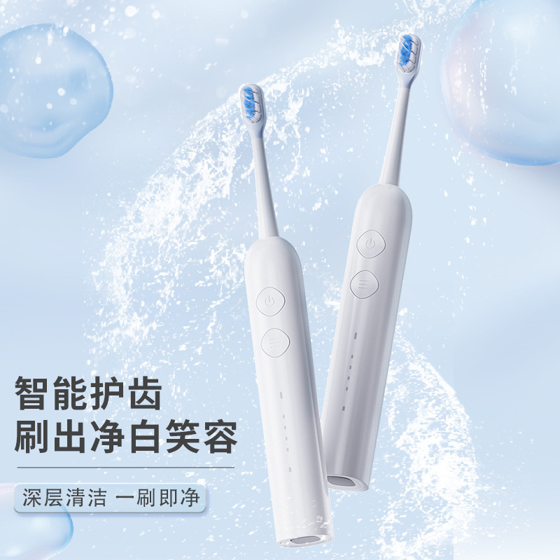 Foreign Trade Cross-Border 60-Degree Sweeping Vibration Factory Type-C Interface Ipx7 Waterproof Charging Household Sweeping Vibration Electric Toothbrush