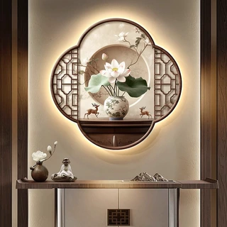 新中式玄关装饰画中国风高级感入户客厅壁画大气禅意茶室书房挂画