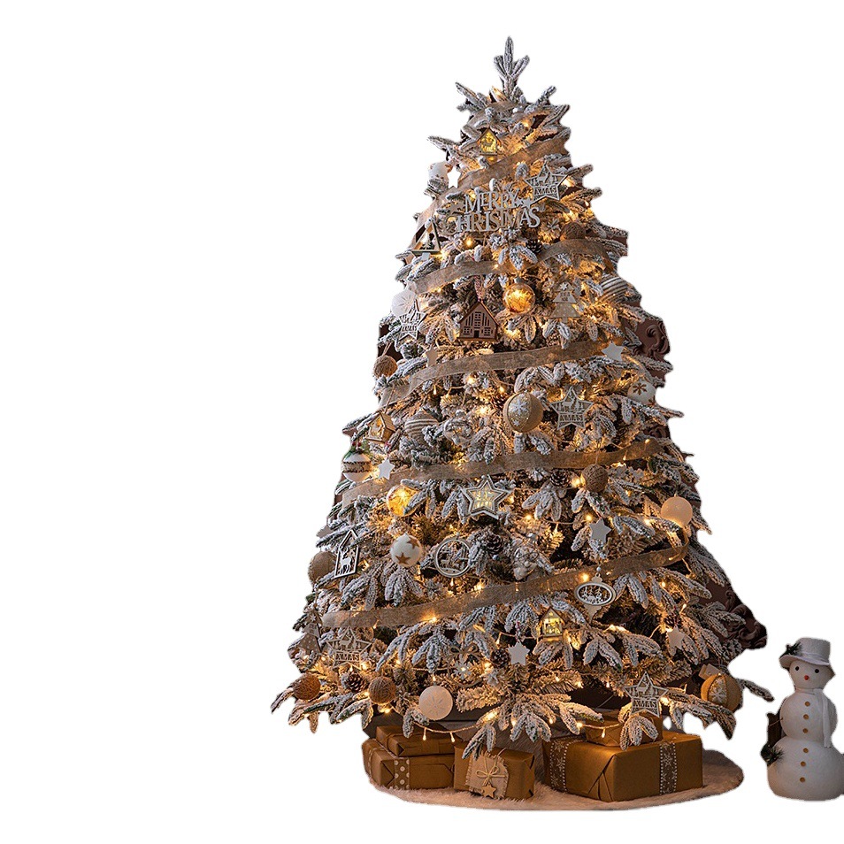 Hong kong heng nueva flocado de navidad blanco copo de nieve árbol de navidad 1,5 m 1,8 m 2,1 m de simulación decoración de nieve