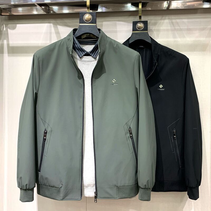 New Spring and Autumn Jackets, High-End Jackets, Business Thickened Jackets, Middle-Aged Dad Wear, Stand-Up Collar Solid Color Casual Clothes New Spring and Autumn Jackets, High-End Jackets, Business Thickened Jackets, Middle-Aged Dad Wear, Stand-Up Collar Solid Color Casual Clothes