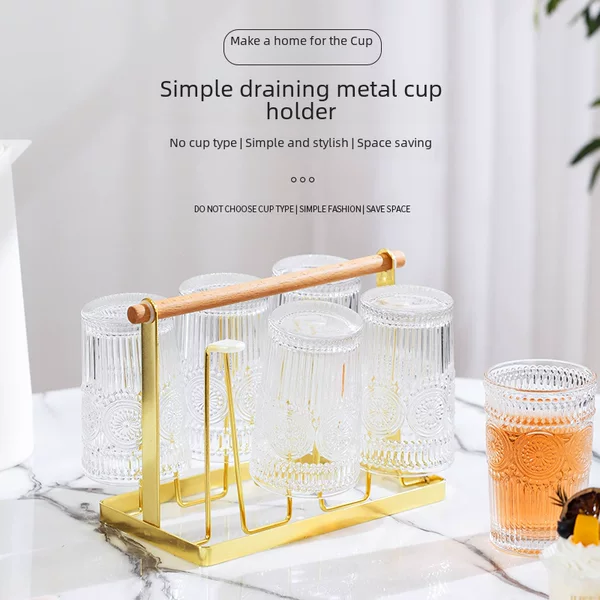Integrated Cup Holder Nordic Style Water-Draining Household Cup Upside-Down Storage Glass Cup Desktop Iron Art Wholesale