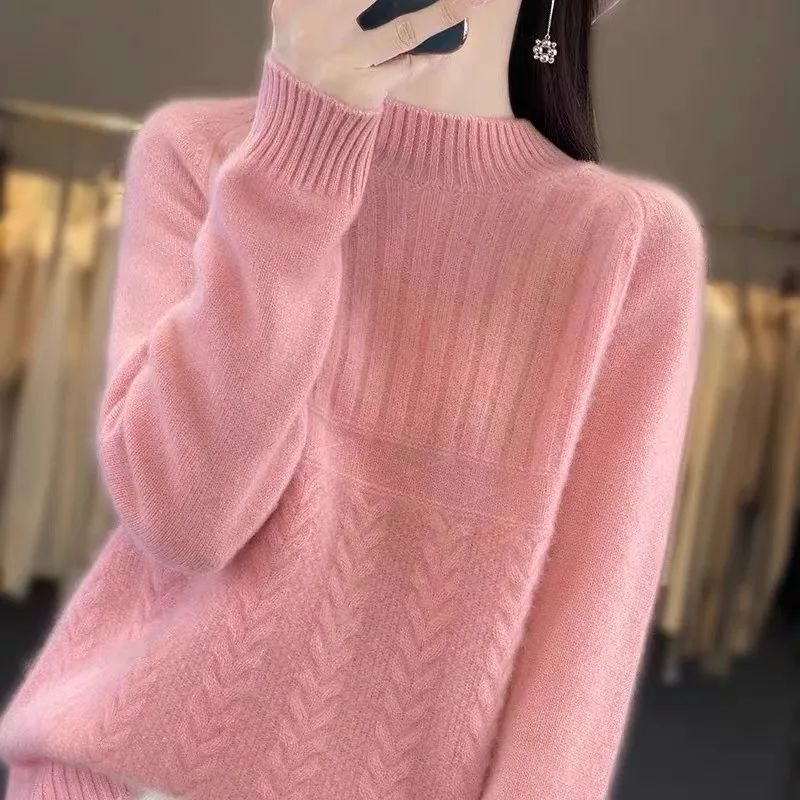 Autumn and Winter New Women's Sweaters, Loose Outer Wear Half Turtleneck Bottoming Shirts, Women's Winter Style Thickened Sweaters