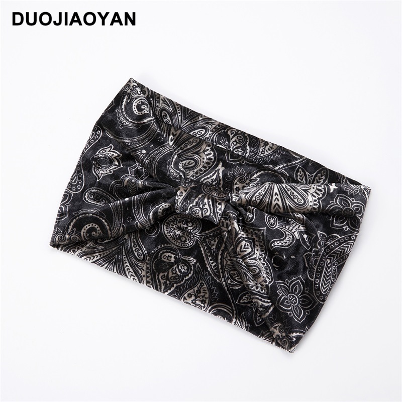 Heißer verkauf herbst und winter elastische breite rand samt kopftuch gedruckt taille obst blume stirnband_voghion.com