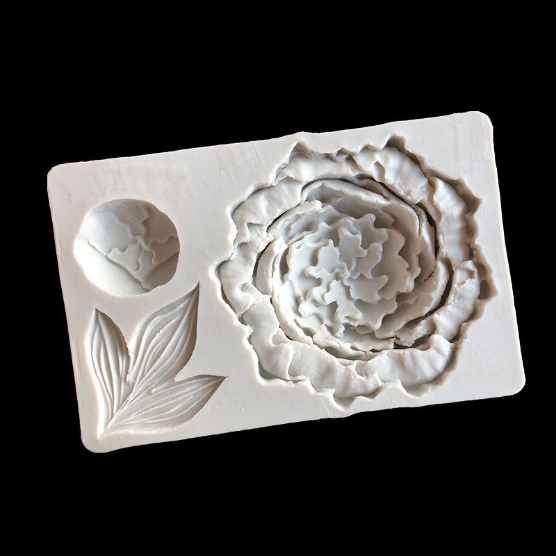 Peonía flor hoja simulación molde de silicona fondant cake decoración epoxi arcilla cerámica suave herramienta