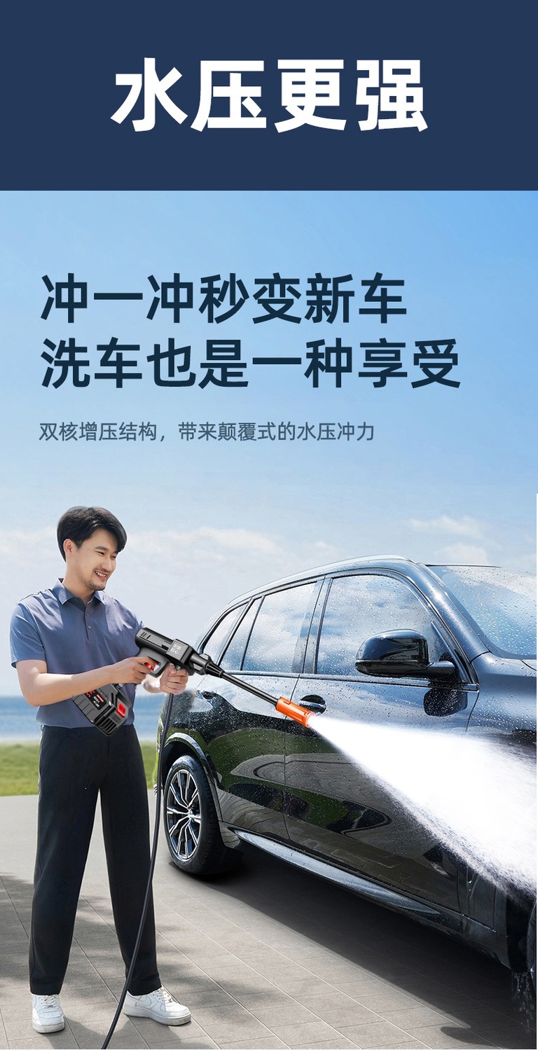 New German Brushless Car Washing Machine, Pressure Water Gun, Lithium Battery, Car Cleaning Spray, Vegetable Watering Spray