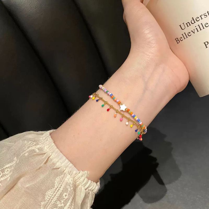 2025 New Dopamine-Colored Beaded Bracelet Niche Design High-End Summer Versatile Jewelry Wholesale Handmade
