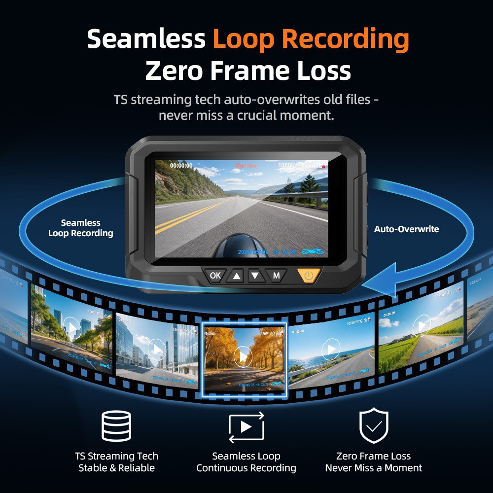 Cross-border motorcycle recorder, high-definition waterproof motorcycle recorder, WiFi connectivity, dual front and rear recording of driving trajectory