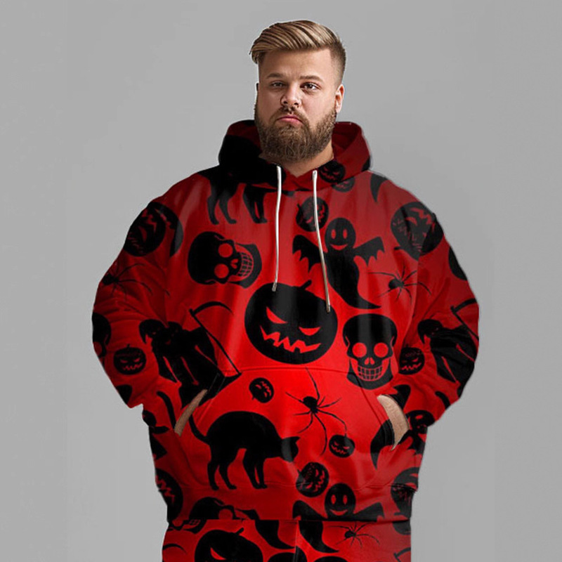 2025 Halloween Sweatshirt Autum Men's and Women's Oversized Casual Sweatshirt Pumpkin Skull Print Sweatshirt