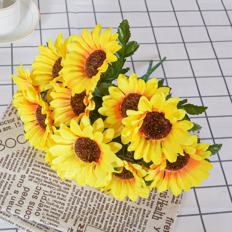 Girasol artificial flor seda decoración boda y hogar