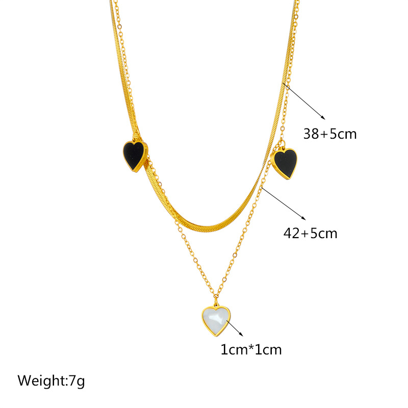 Fashion Heart Shape Titanium Steel Plating Layered Necklaces 1 Piece display picture 2