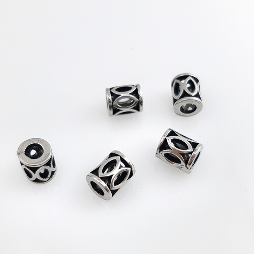 DIY stainless steel hollow cylindrical heart-shaped open-hole beads bracelet decorative retro heart gear beads