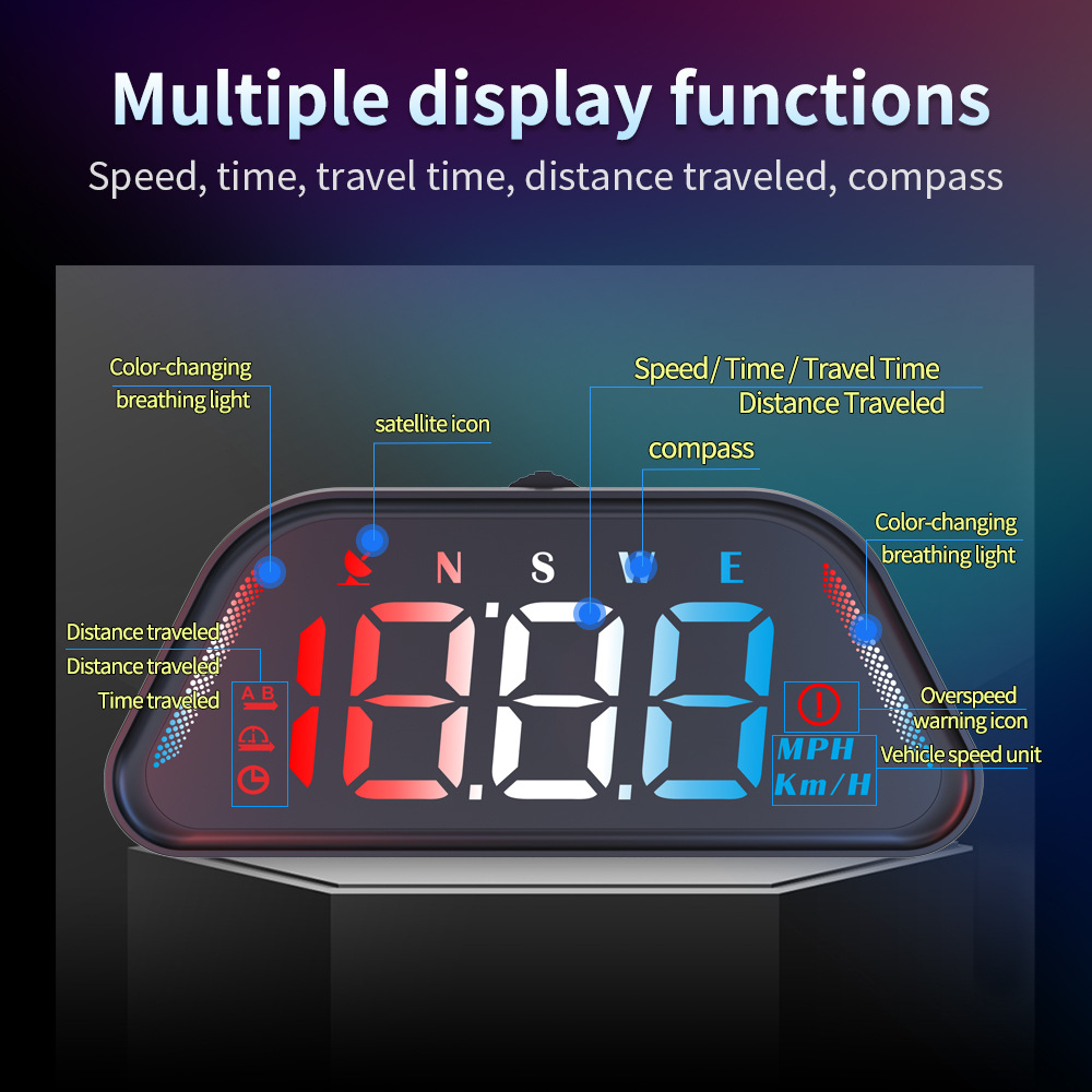 G23 Car-Mounted Hud Head-Up Display Universal for Cars with Beidou Gps, Altitude, Date, Speedometer, High-Definition Display