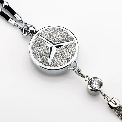 Specially Designed for Foreign Trade, Car Perfume Hanging Ornaments, Long-Lasting Light Fragrance Essential Oil Aroma Pendants with Diamond-Encrusted Hanging Decorations (Car hanging) - mercedes-benz-full-diamond-pendant-tassel-pendant-comes-with-spray-head-perfume-1-bottle-of-blue-ocean