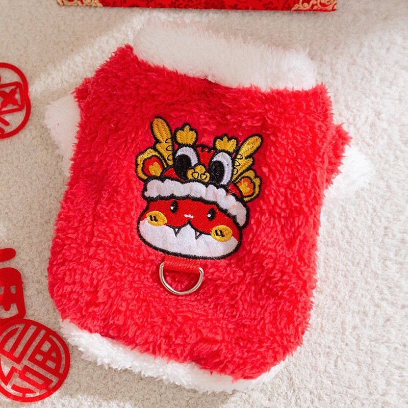 Ropa de Año Nuevo para gatos en invierno engrosado vestido de China mascota gatito gato muñecas de otoño y invierno gato azul camisa de Año Nuevo