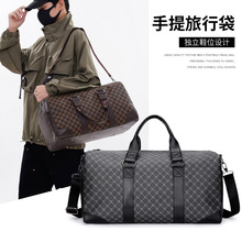 多功能手提旅行包男款大容量户外防水运动健身包格子短途行李背包
