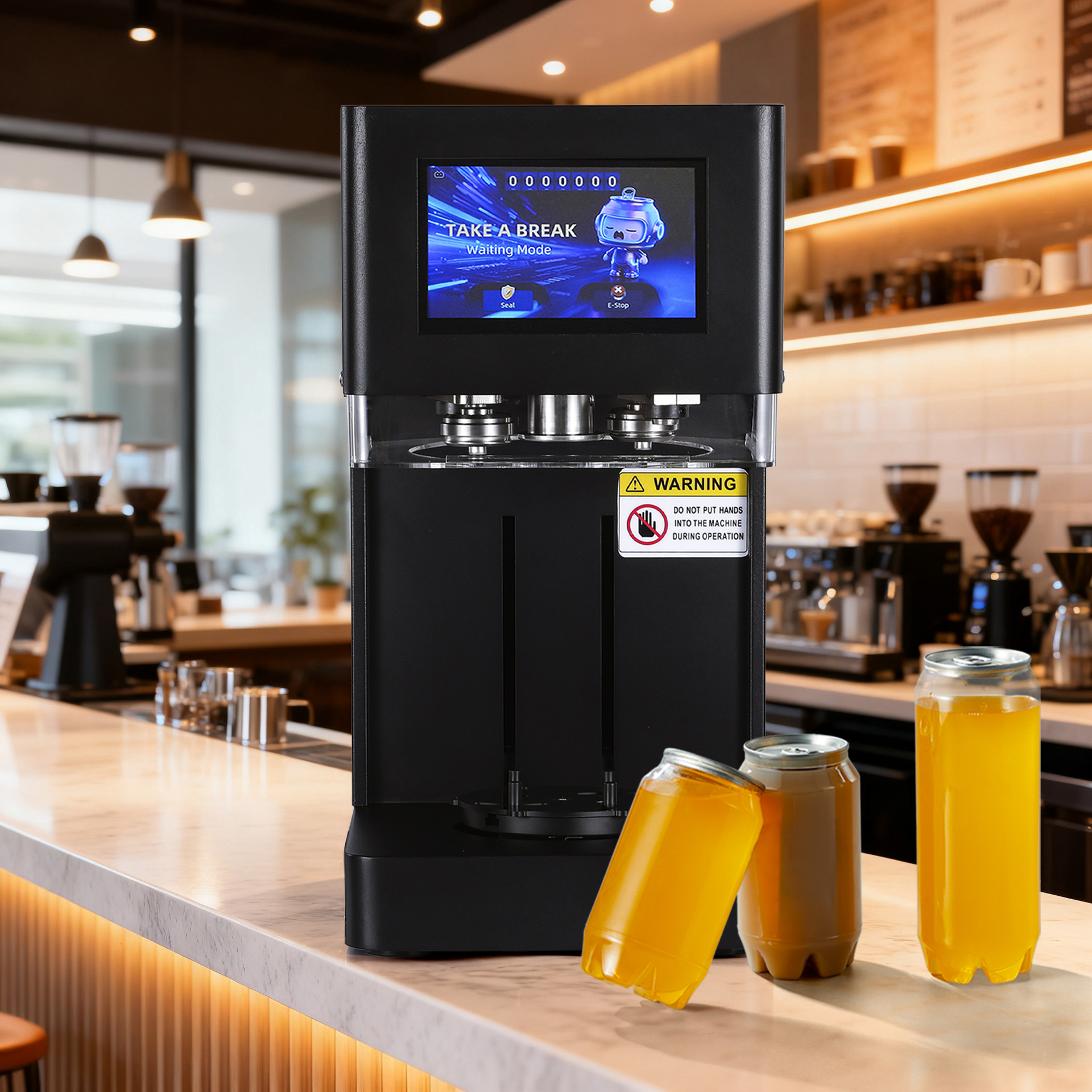 Máquina de sellado de latas de pantalla táctil, máquina de sellado de latas de plástico, máquina de sellado de tapa fácil de tirar, máquina de sellado automático de latas de té de leche y café de restaurantes image 3