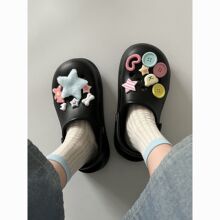 网红白色百搭防滑包头eva拖鞋女夏外穿2025新款软底ins卡通洞洞鞋