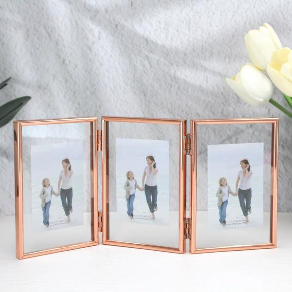 Rose gold vertical triptych