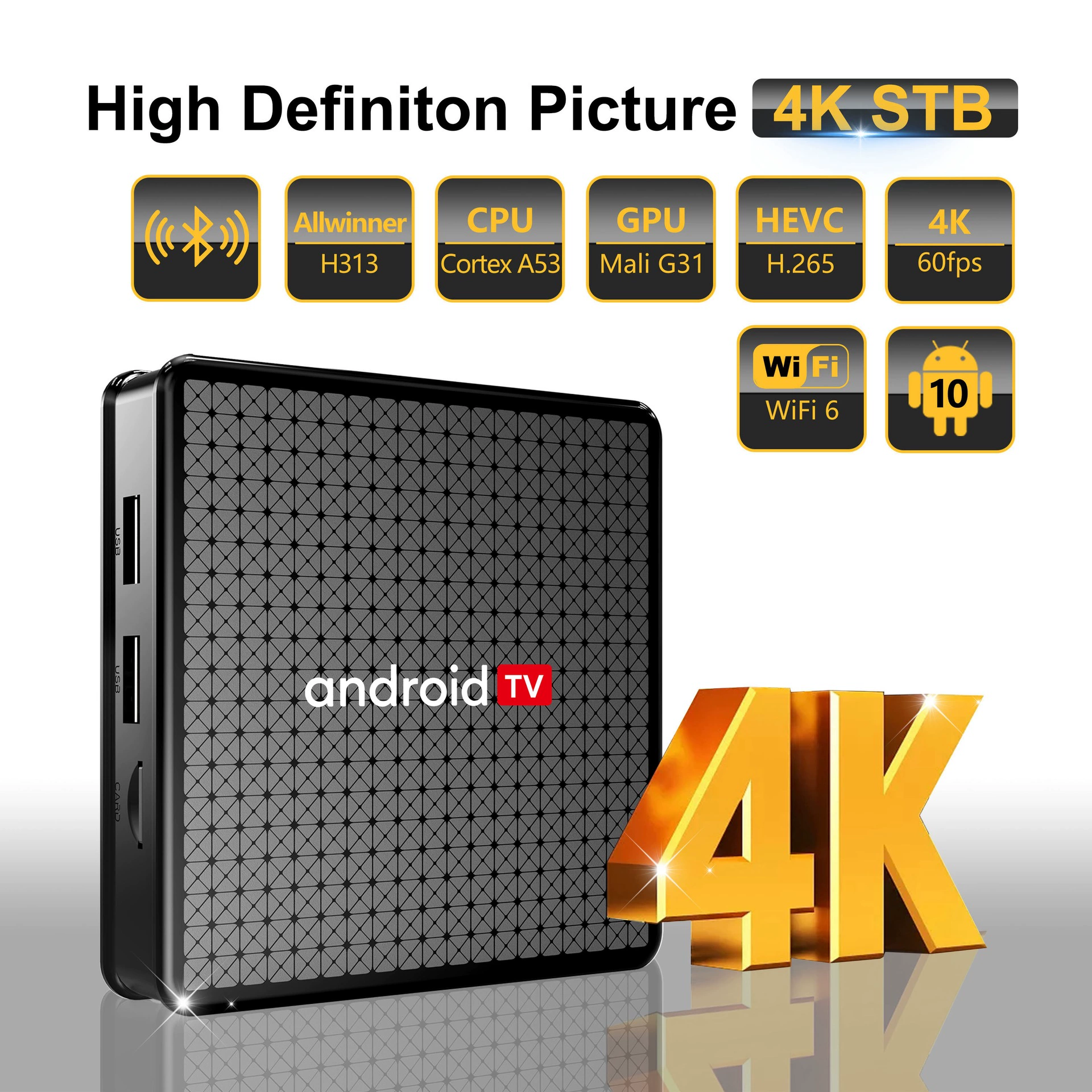 Медиаплеер X5 H313 с сетевым модулем, Wi‑Fi 6, 4K HD приставка на Android 10, ТВ‑бокс
