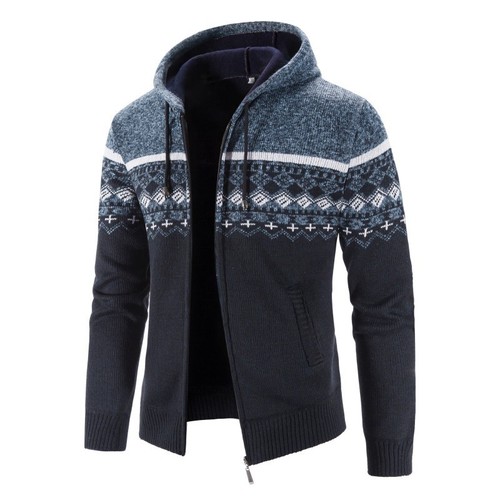 New sweater cross-border bestseller large size warm and thick gradient color foreign trade casual men's coat knit sweater
