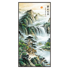 新中式玄關自粘入戶走廊裝飾山水畫牆貼屏風過道貼紙客廳壁紙貼畫