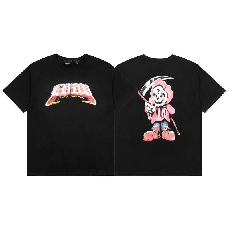 VLONE FOG short-sleeve Grim Reaper limited edition large V high street T-shirt, loose fit, printed, American style, JUICE WRLD collaboration tee