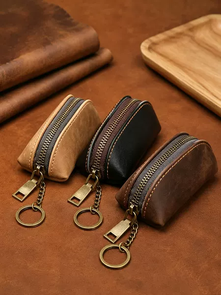 Crazy Horse Leather Key Case Japanese Style Personalized First-Layer Cowhide Car Key Storage Unisex Compact Keychain Case