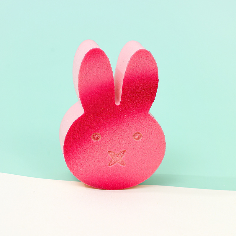 Conejito personalizado polvo plano no comer polvo seco y húmedo mezcla de color maquillaje esponja almohadilla de aire maquillaje huevo transfronterizo