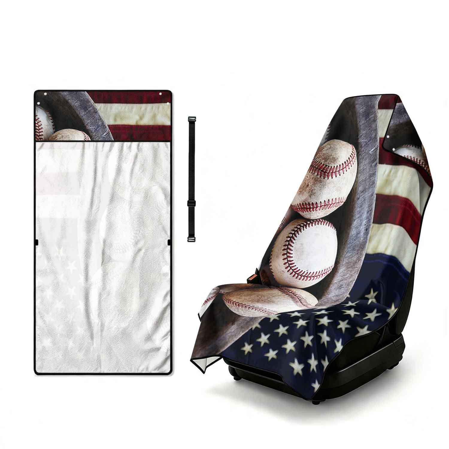 Printed bath towel and car seat cover 2-in-1, ultra-fine fiber outdoor beach and car dual-use universal seat cushion
