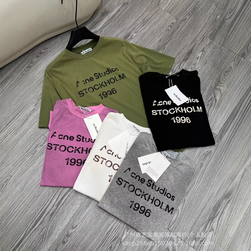 Ac Trendy Brand 26 Spring/Summer New Style Regular Shoulder Vintage Letter 1996 Print Loose Versatile Top T-Shirt Short Sleeve Unisex