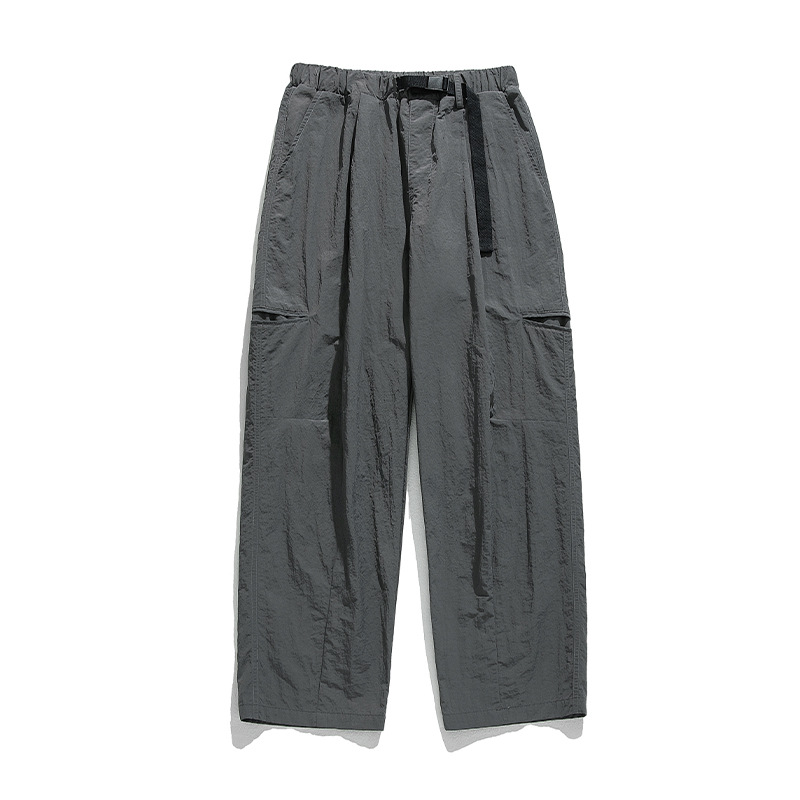 Pantalones casuales rectos al aire libre de montaña primavera para hombres nuevo estilo japonés diseño de cinturón de hebilla suelta pantalones de viento funcionales