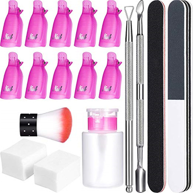Nail nail removal tool set nail care tool nail removal towel grinding strip nail removal planing dust brush press bottle