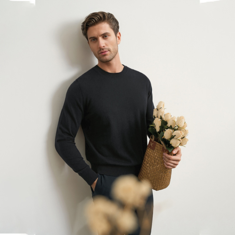 Cross-border hombre cuello redondo suéter de lana otoño invierno estilo viejo dinero hombre jersey de punto suéter leggings