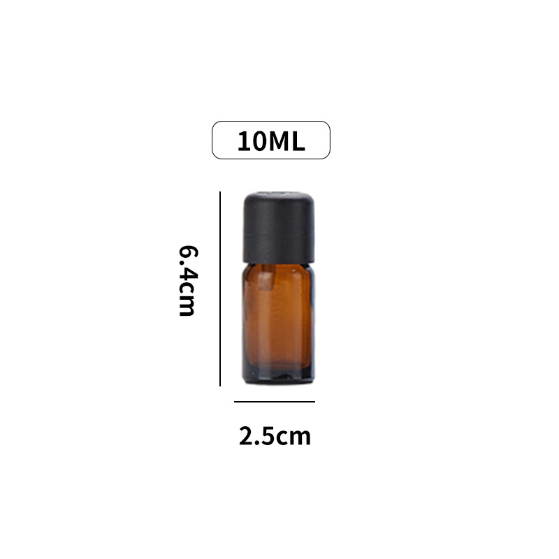Spot 10ml botella de aceite de aceite de vidrio esmerilado marrón, tapa de cabeza antirrobo, botella de subembalaje cosmético, muestra de luz oscura, botella vacía