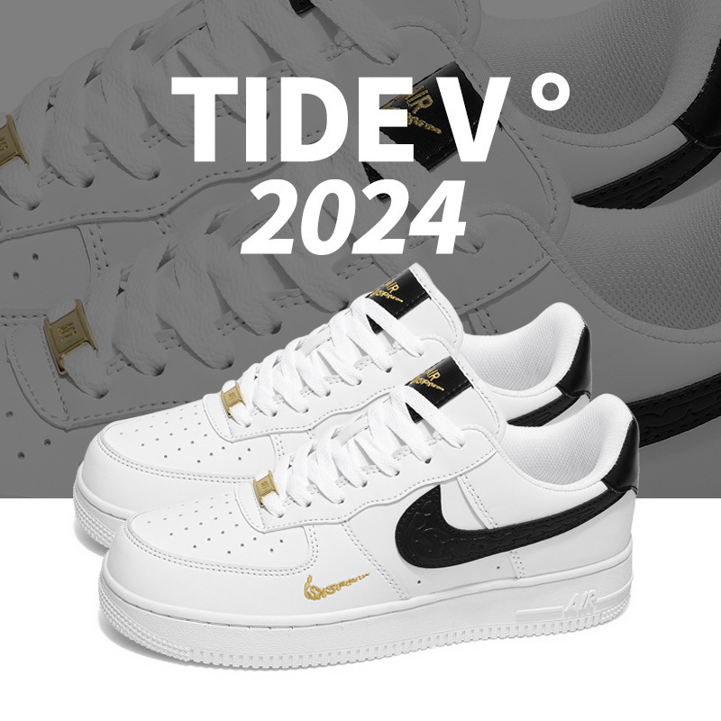 Putian 2024 New Summer Men's Shoes Air Force One White Black Gold Sneakers Trendy Casual Student Sports Shoes Wholesale